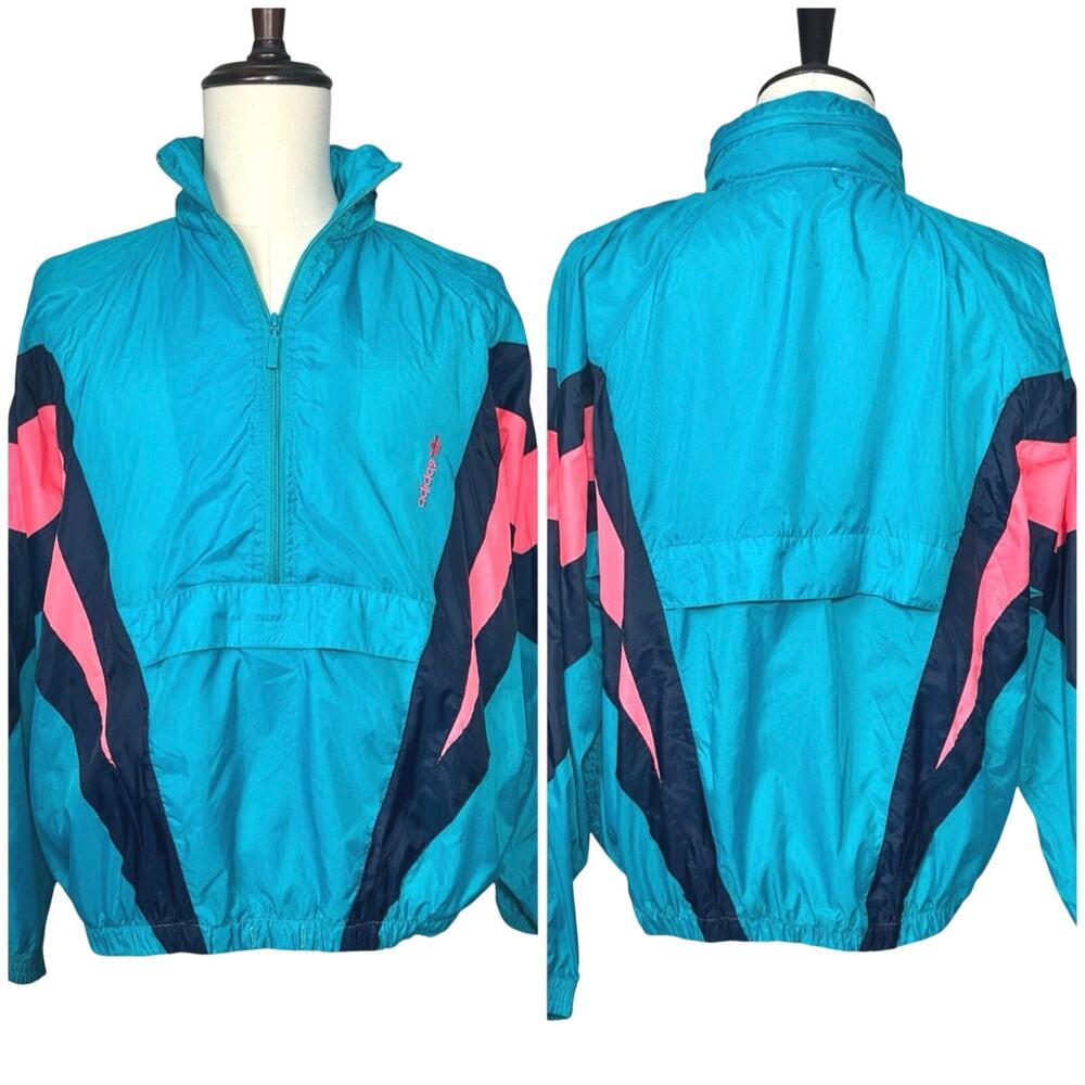 adidas Teal and Pink Windbreaker Jacket